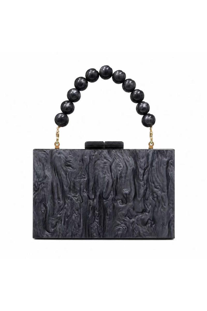 Women's Pearl Handle Acrylic Box Clutch Bag
