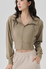 Short-sleeved hooded sports jacket.