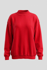 Women's Fall Drop Shoulder Loose Fleece Mock Neck Sweatshirt