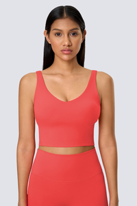 Women's V-Neck Wide Strap Beautiful Back Sports Yoga Bra