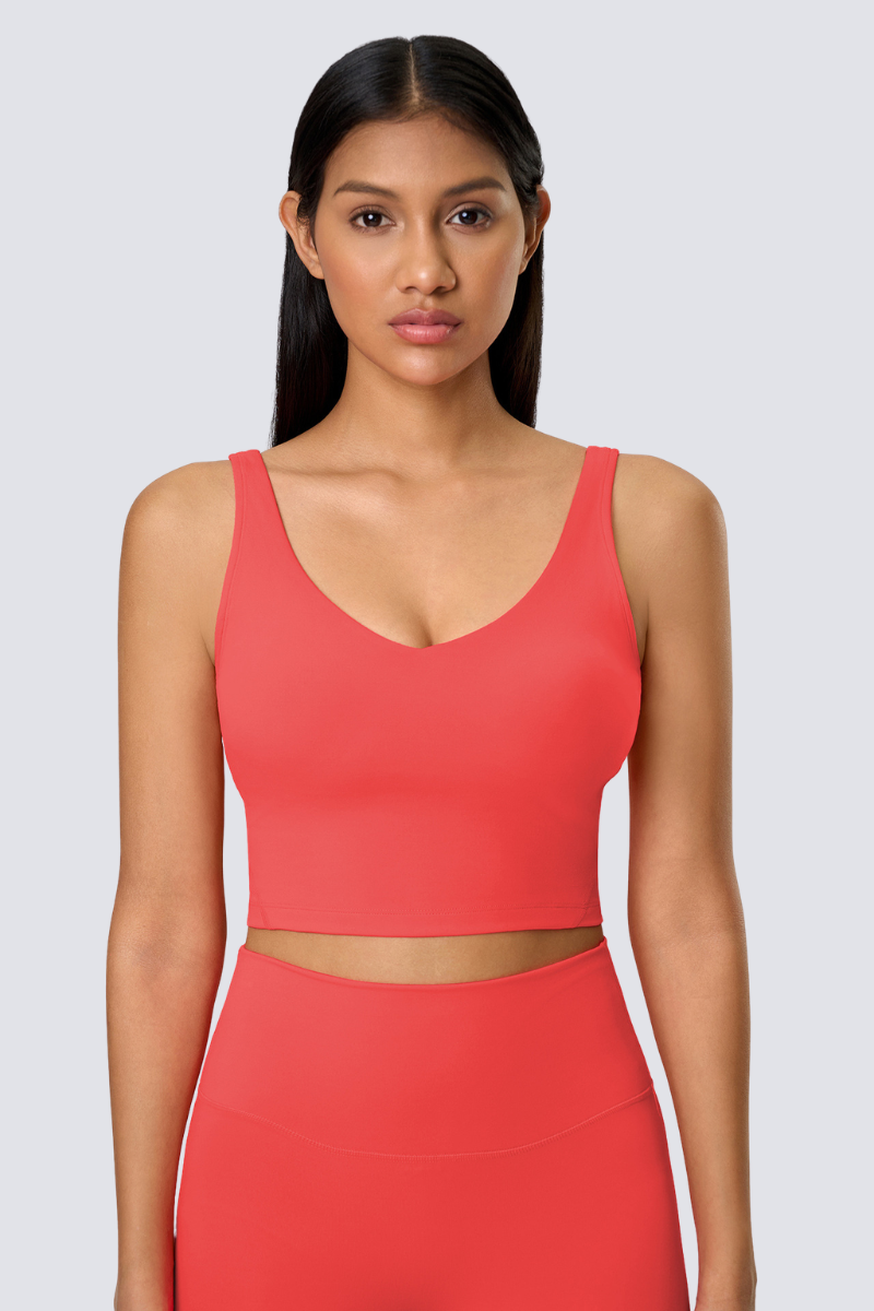 Women's V-Neck Wide Strap Beautiful Back Sports Yoga Bra