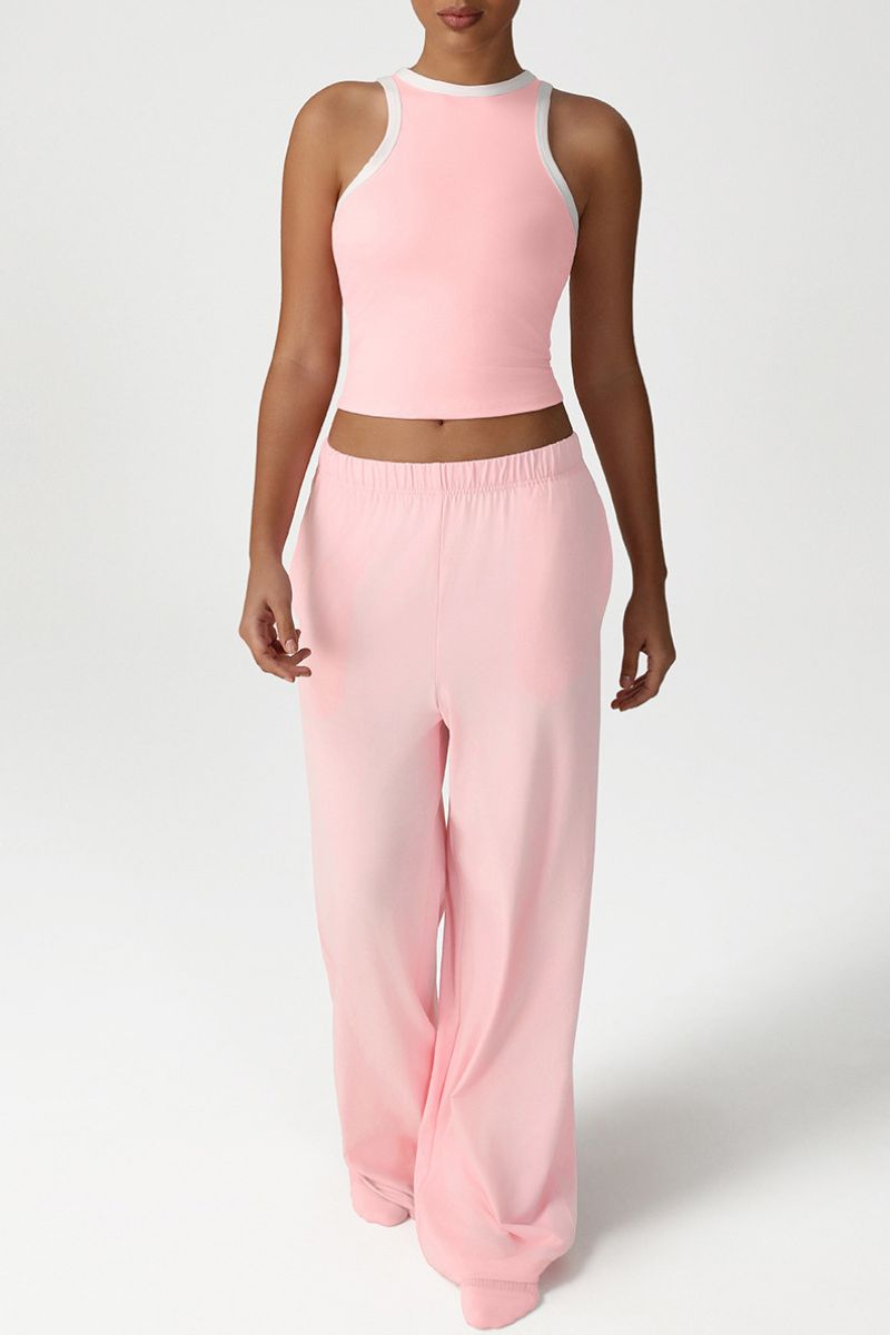 Sleeveless Trim Transport Top + Drawstring Sweatpants 2-Piece Set