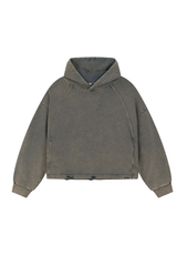 Women's Fall Vintage Washed Raw Hem Crop Boxy Hoodie