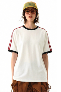 Women's Retro Side 3-Stripes Contrast Loose Fit T-Shirt
