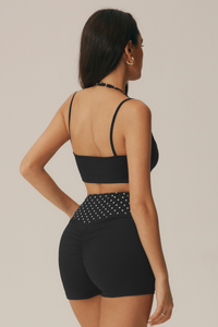 Women's Fake Two Piece Polka Dot Bra & High Waist Shorts Set