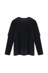 Unisex Fall100% Cotton Washed Fake Two Piece Sweatshirt