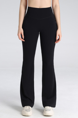 Women's High-Waisted Side Pocket Sports Flared Yoga Pants