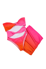 Women's Sexy Ombre Cross V-Neck Slim Cover-up Bikini Set