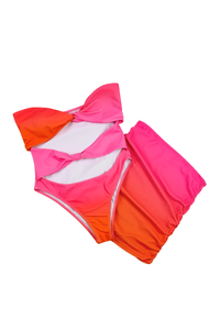 Women's Sexy Ombre Cross V-Neck Slim Cover-up Bikini Set