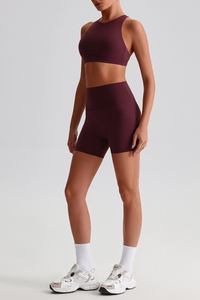 Women's Naked Feel  Mock Neck Bra & Biker Shorts 2-Piece Set