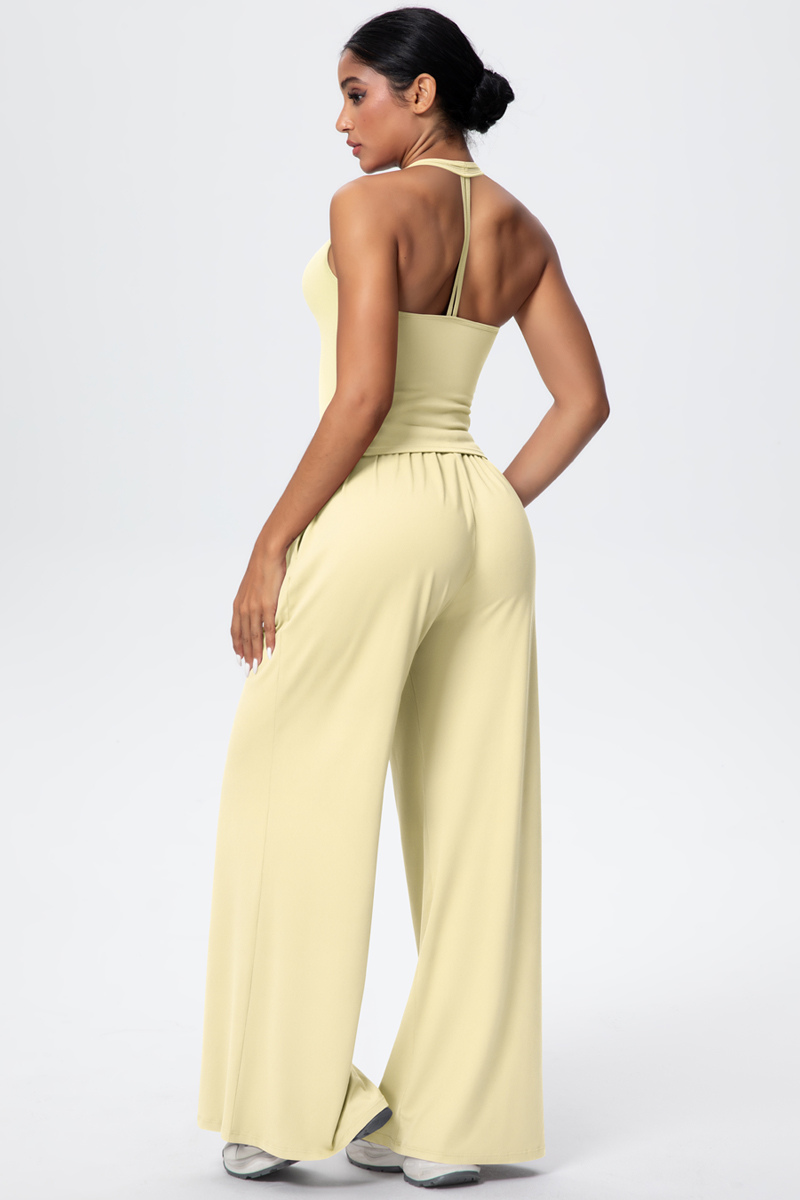 Women’s Set: Halterneck Tank Top & Wide-Leg Pants