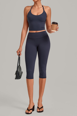 Women’s Halter Tank & Capri Leggings 2-Piece Yoga Set