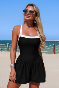 Women's Contrast Shoulder Strap Cross Tie Mini Dress