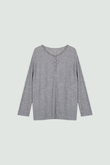 Women's Spring Outdoor Sheer Henley V-Neck Long Sleeve Top