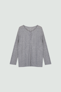 Women's Spring Outdoor Sheer Henley V-Neck Long Sleeve Top