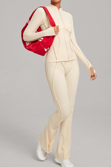 Ladies' zipper long-sleeve two-piece set