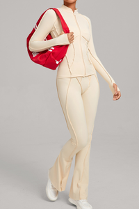 Ladies' zipper long-sleeve two-piece set