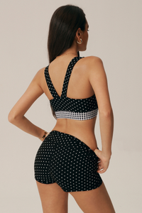 Women's Vintage Polka Dot Bra and High Waist Shorts Yoga Set