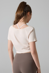 Women's Athletic Twist-knot Waist Cropped T-shirt