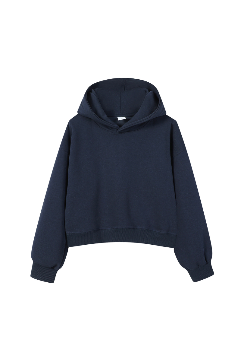 Women's Fall Cropped Relaxed Solid Sports Hoodie