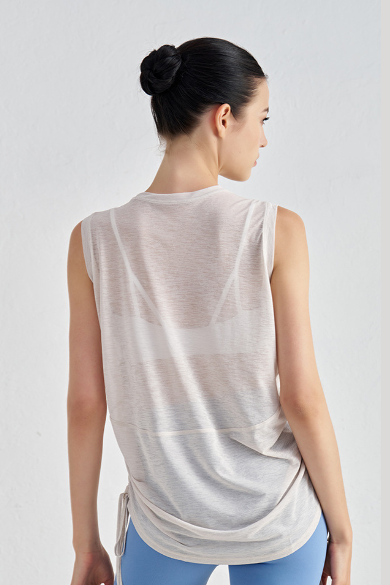 Women's Side Drawstring Sleeveless Breathable Tank Top