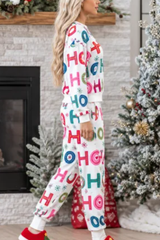 Women's HOHO Letter Thin Lounge Christmas Pajamas Sets