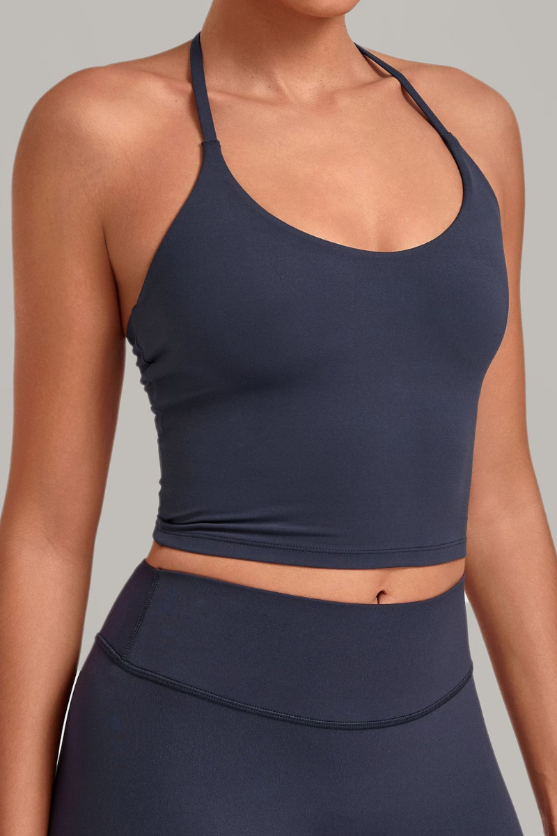 Women’s Athletic Halter Neck Padded Cropped Yoga Tank Top