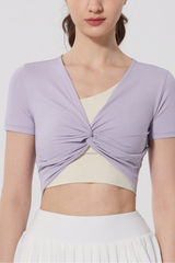 Women Twist Front V-Neck Cropped T-shirt( Bra Not Included)