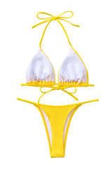 Women's Ribbed Halterneck Triangle Cup Bikini Set