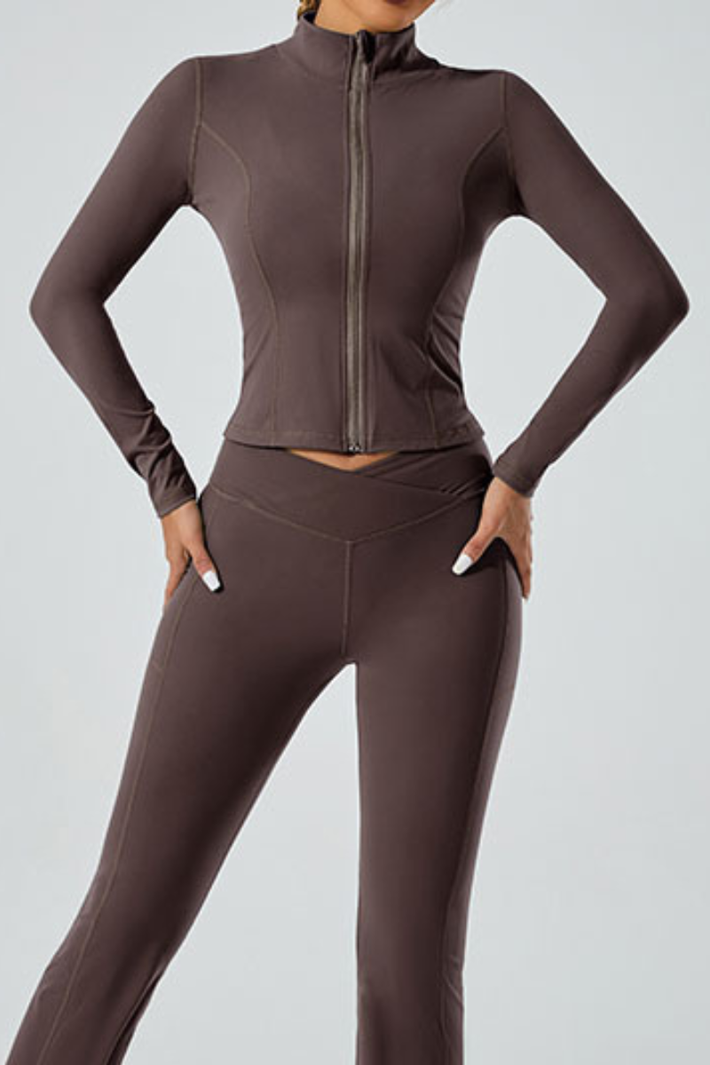 Women's stand-up collar with zipper sports jacket.