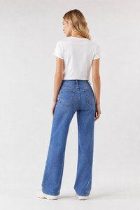 Women's Classic Blue Wash Relaxed High Waist Leg Jeans