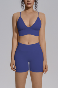 Women's Seamless Triangle Cup Bra And Yoga Shorts Set