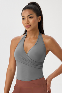 Women's Halterneck Deep V Backless Sports Tank Top
