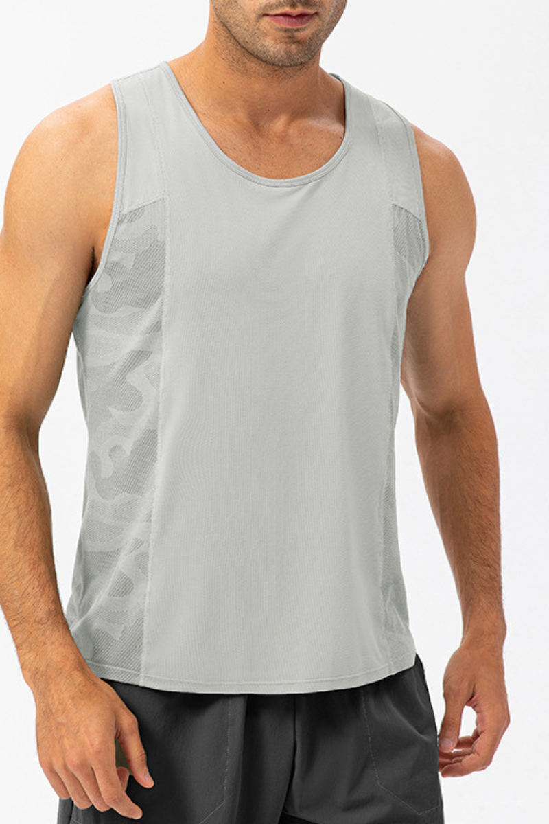Men's Breathable Sleeveless Mesh Panel Athletic Tank Top