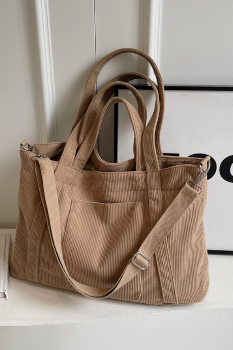 Women's Streetwear Corduroy Large-Capacity 3-Way Tote Bag