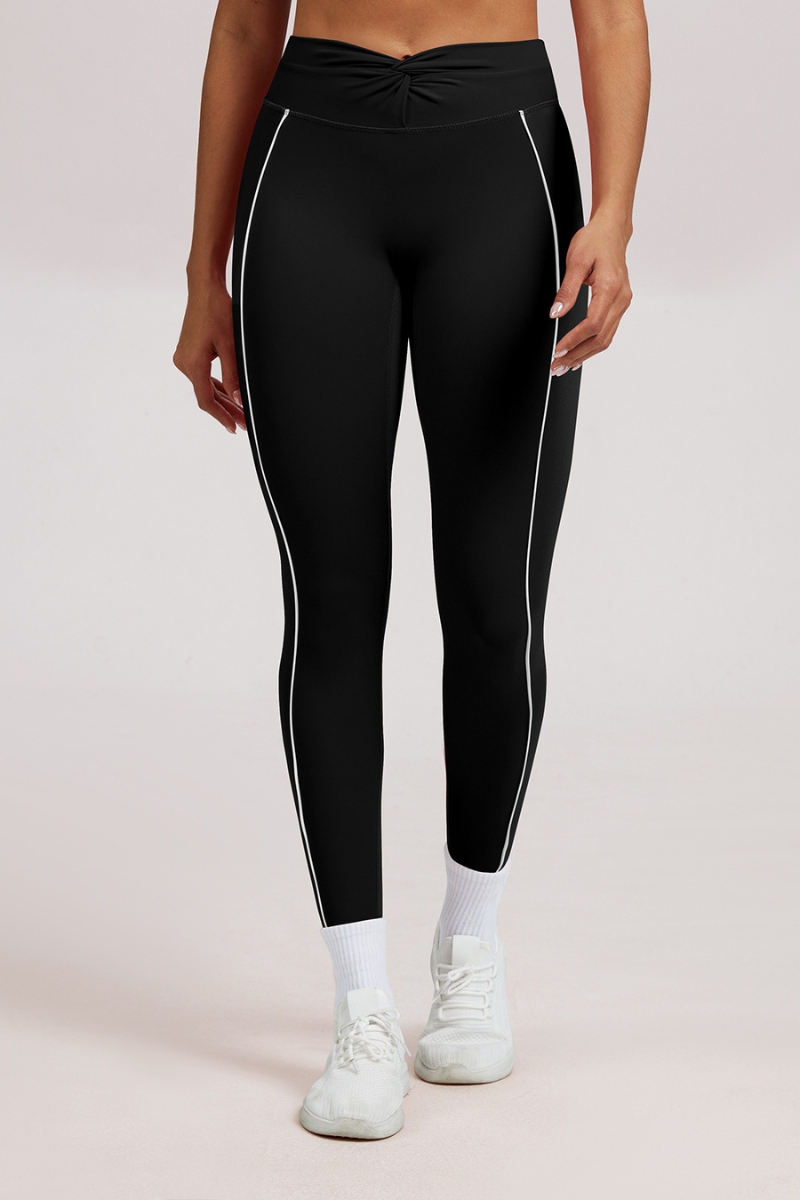 Women's Athletic High-Waisted Pleated Seamless Yoga Leggings