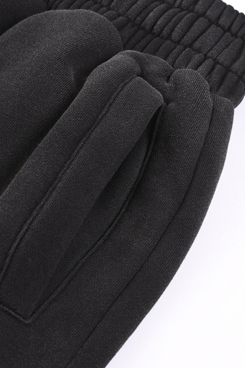 Unisex Fall Washed Fleece Contrast Loose Fit Sweatpants