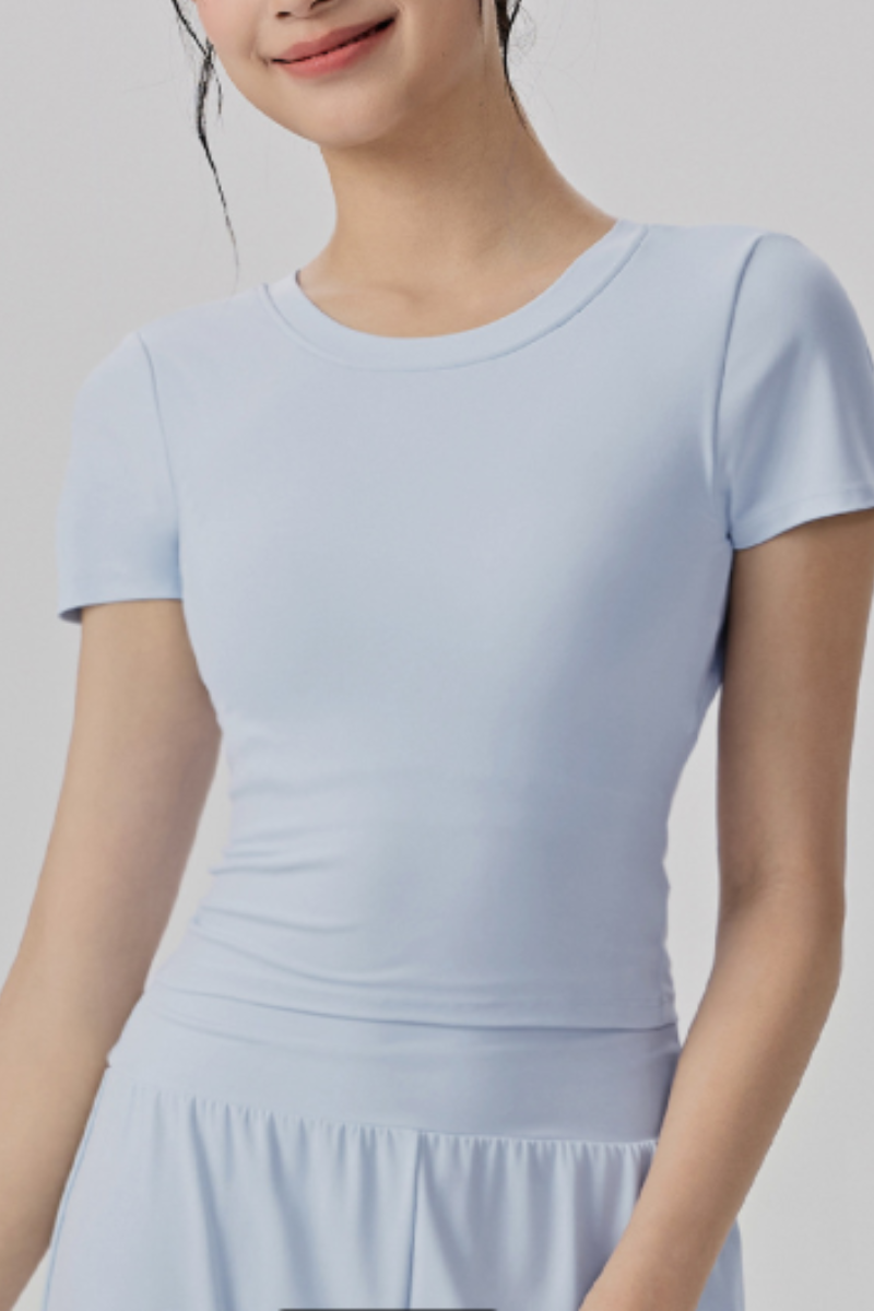Women's Summer Tie Back Solid Slim Fit Sports T-shirt