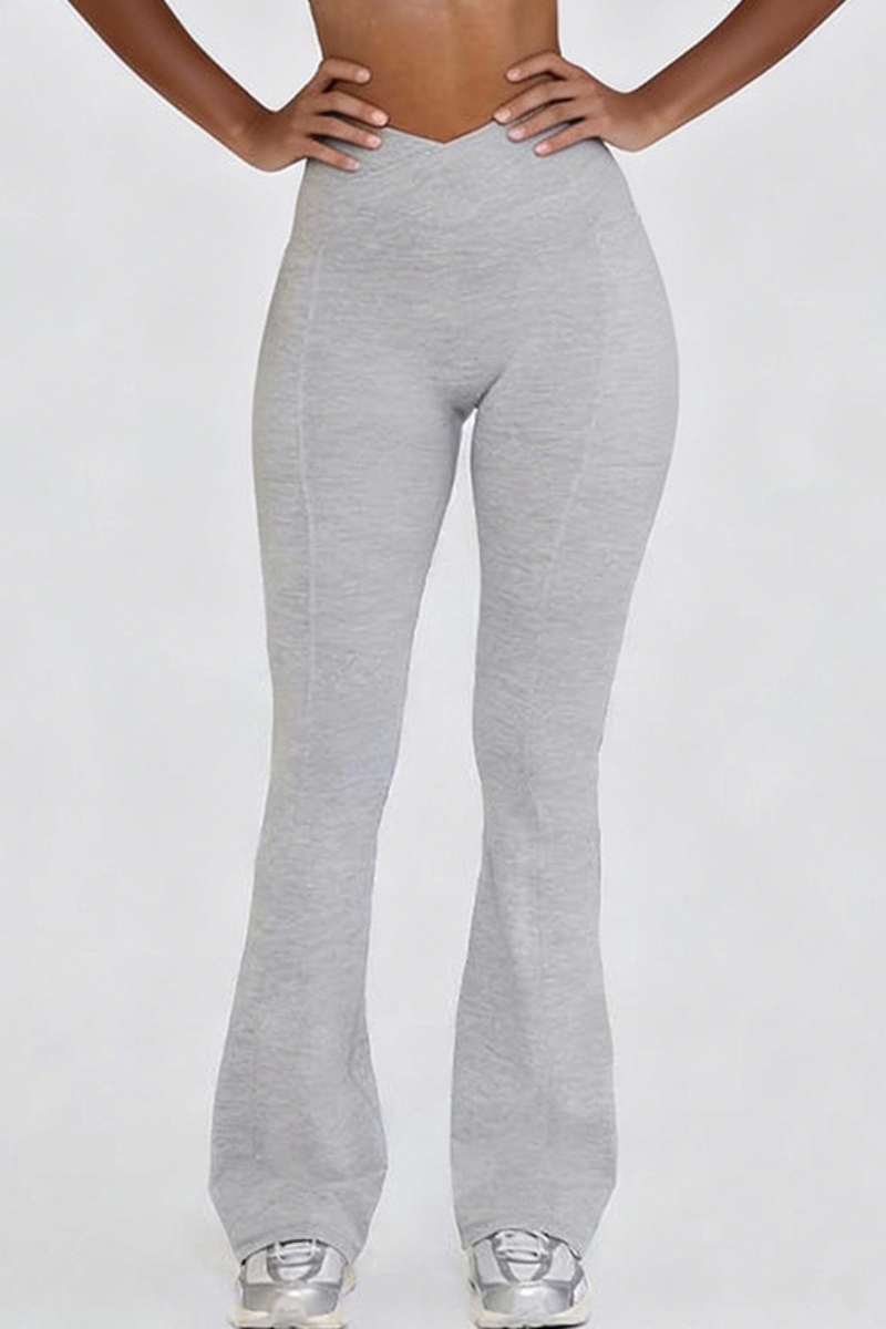 Women's Side Pockets V-Waisted Sports Flared Pants