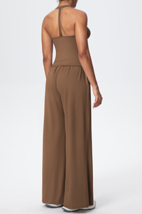 Women’s Set: Halterneck Tank Top & Wide-Leg Pants