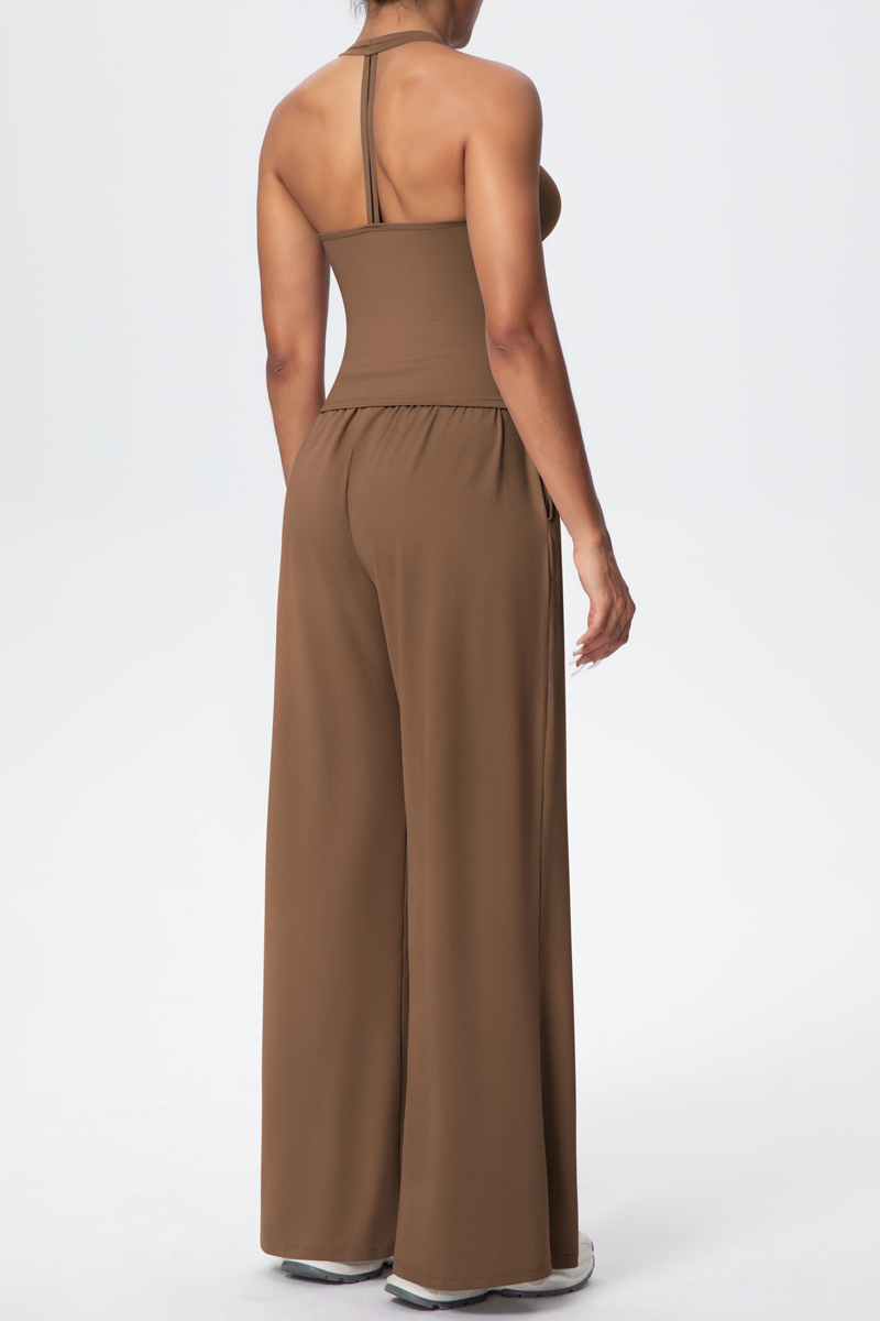 Women’s Set: Halterneck Tank Top & Wide-Leg Pants