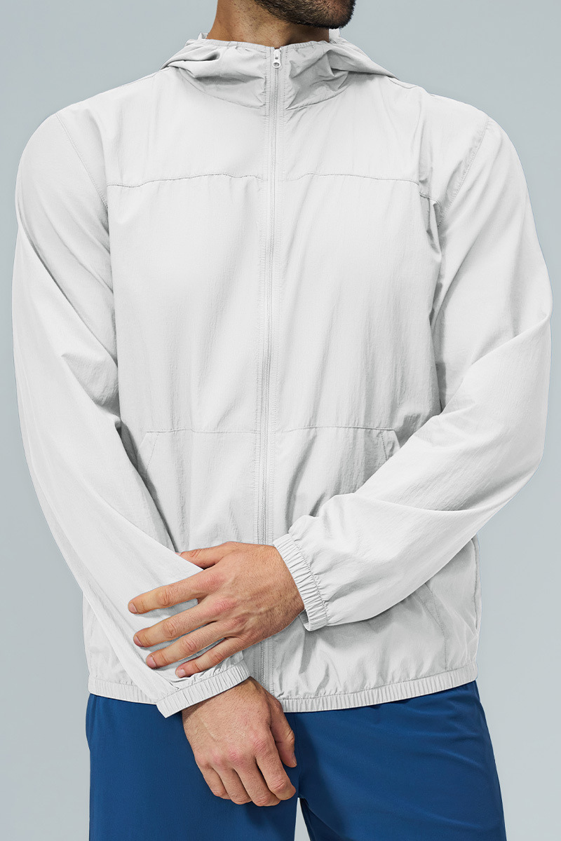 Men's Fall Hooded Full Zip Elastic Hem Outdoor Hooded Jacket