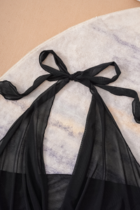 Women's Mesh Cover Up Sexy Strapless Solid Halter Tankini