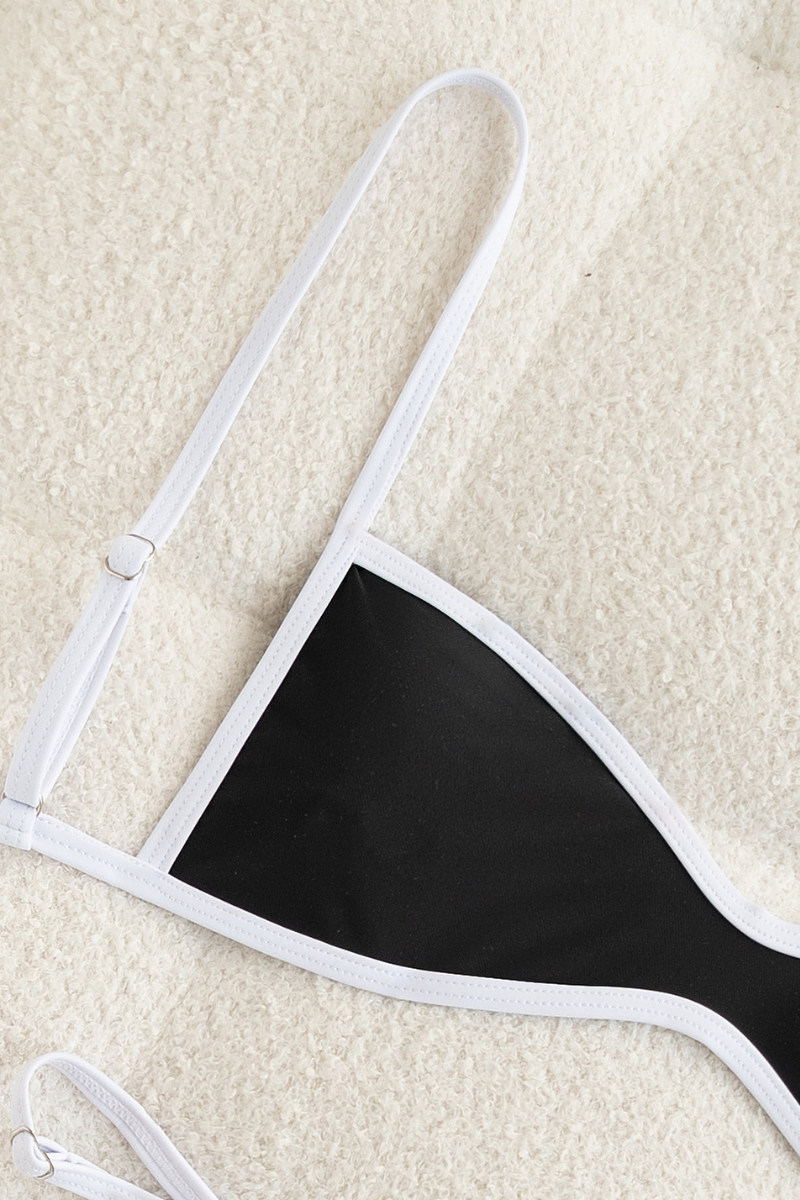 Women's Summer Color Block Backless Sexy Bikini Sets