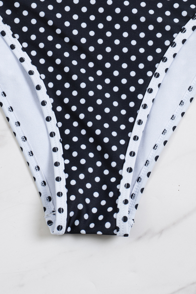 Women's Polka Dot Halter Triangle Ruffle Skirted Bikini Sets