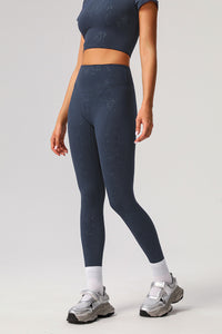 Women Gold Foil Fabric Sports Leggings