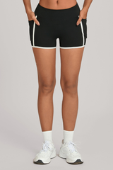 Women's Color-Block Patchwork High-waist Side Pockets Shorts