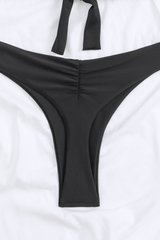 Women's Solid Triangle Cup Halterneck Backless Bikini