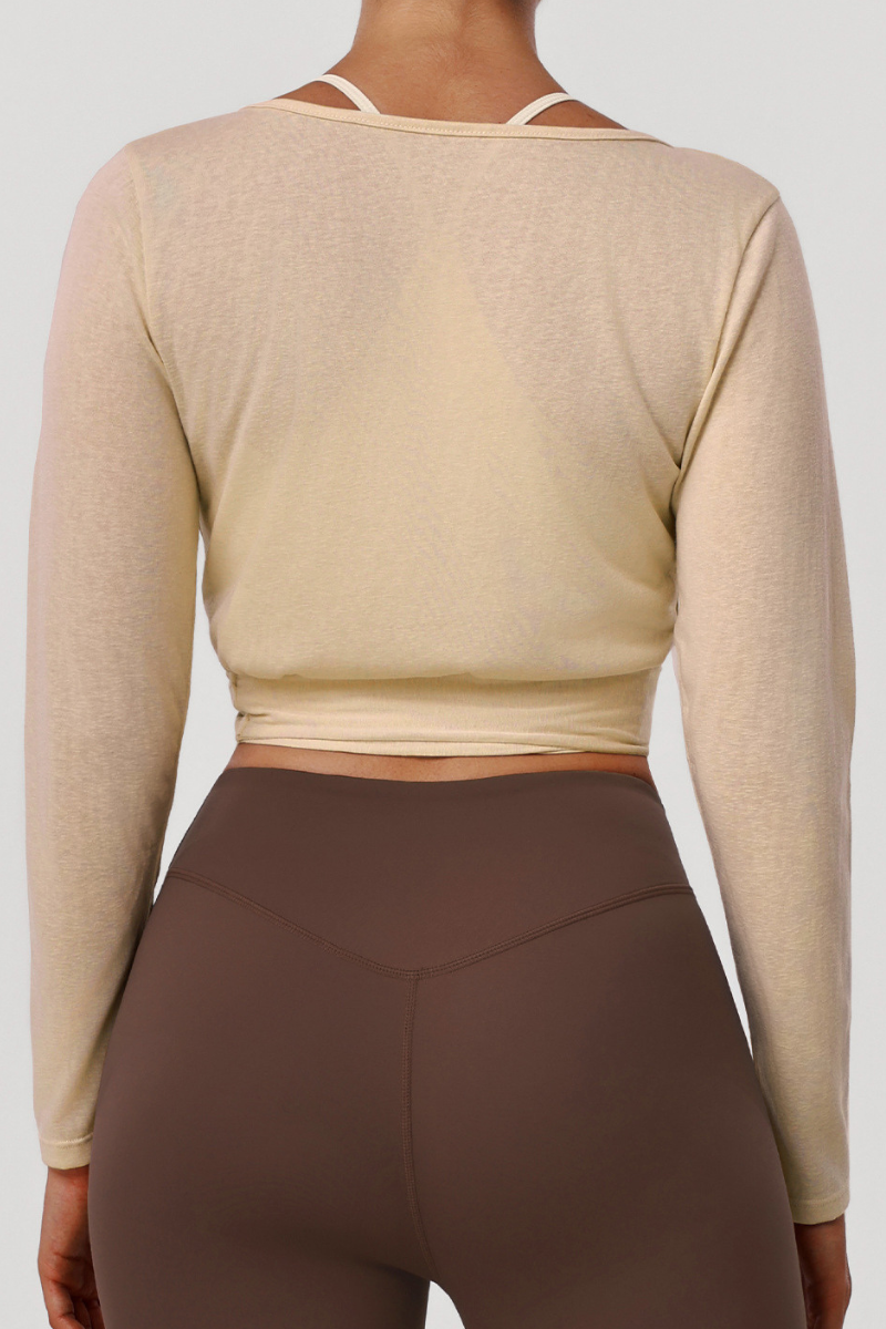 Women's Athletic Faux Two-Piece Waist Tie Top