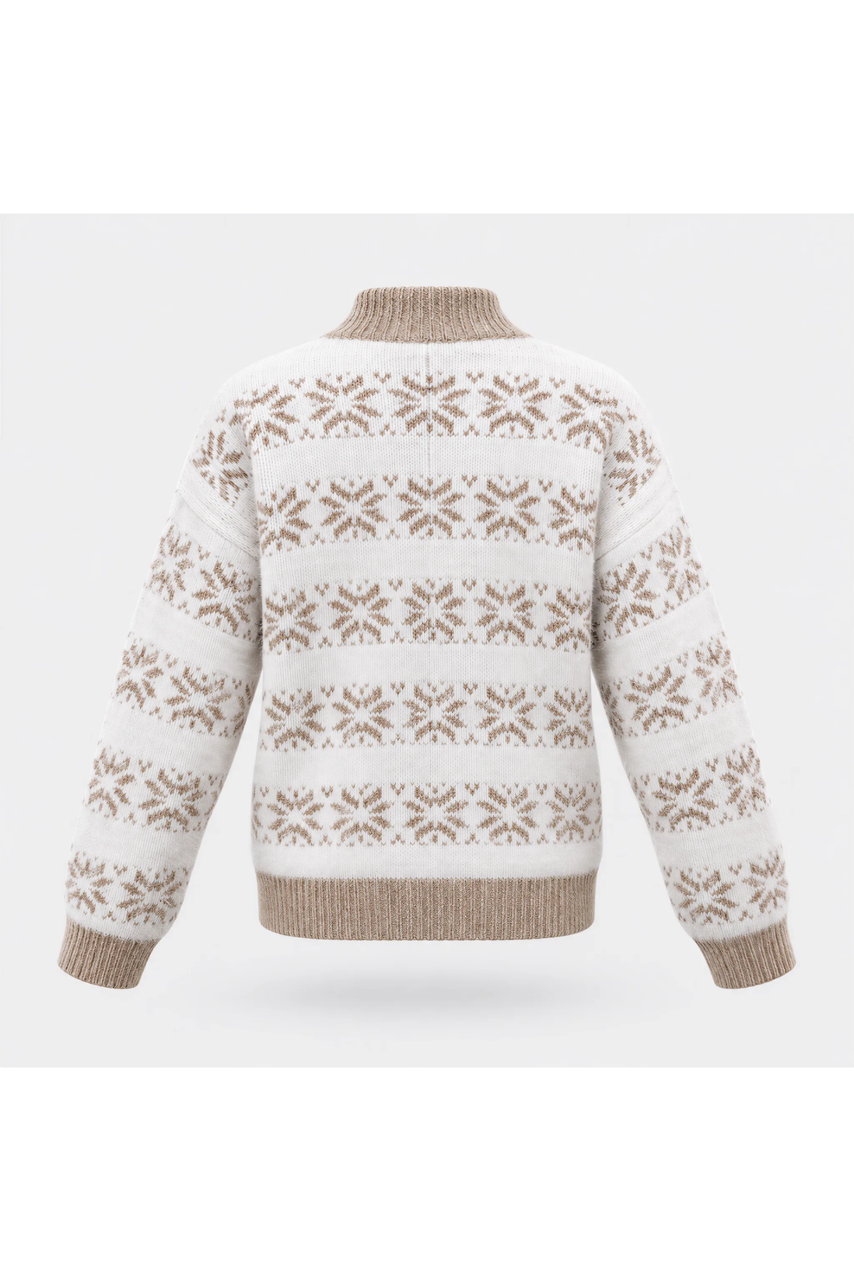 Women Christmas Snowflake Mock Neck Sweater No Cotton Lining